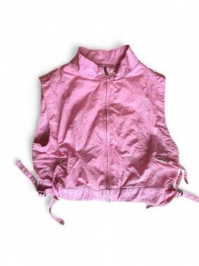 Pink Sleeveless Zip-Front Crop Top
